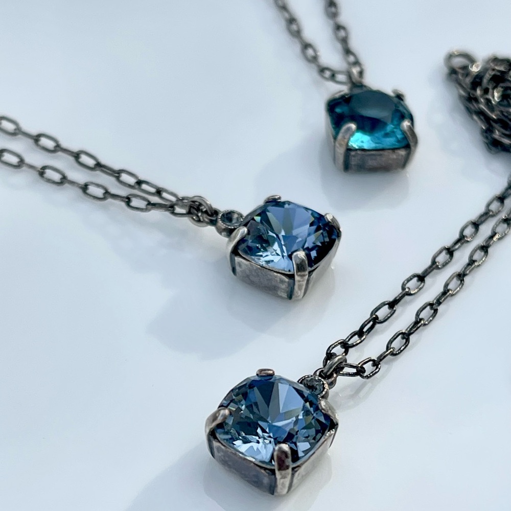 Antique Silver & Midnight Blue Swarovski Crystal Necklace La Vie Parisienne